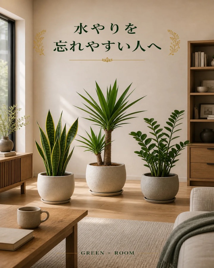 水やりを忘れやすい人へを紹介するGREEN × ROOMのInstagram投稿表紙
